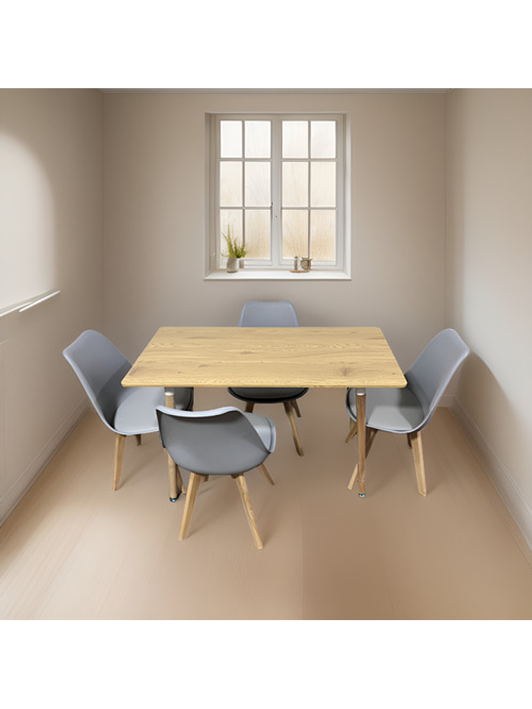 Comedor Con 4 Sillas Tulipa Gris  + Mesa Nordic 120x60 4
