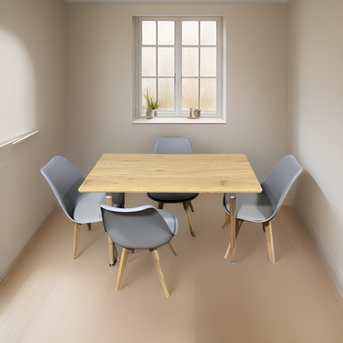 Comedor Con 4 Sillas Tulipa Gris  + Mesa Nordic 120x60 4