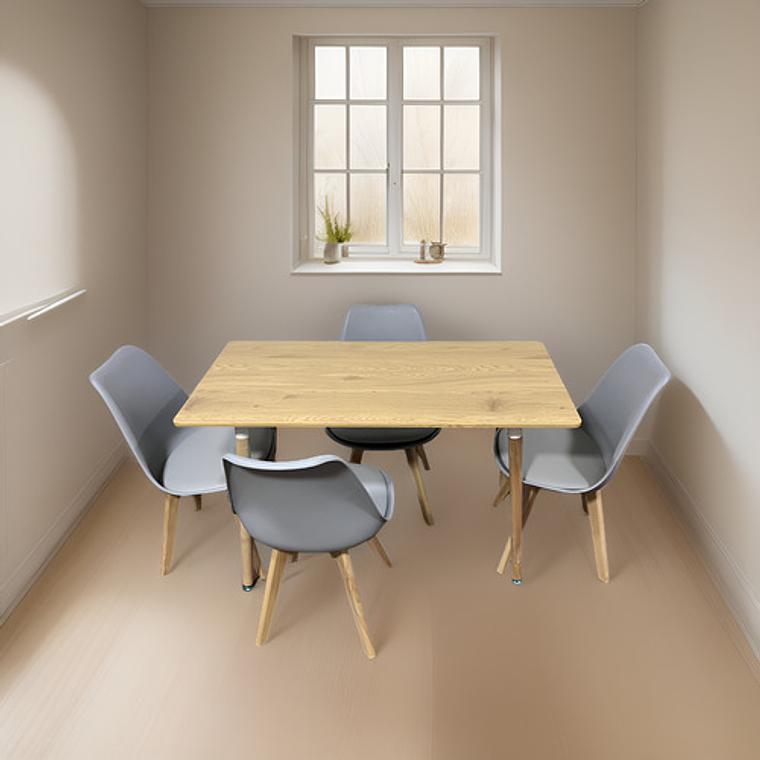 Comedor Con 4 Sillas Tulipa Gris  + Mesa Nordic 120x60 4