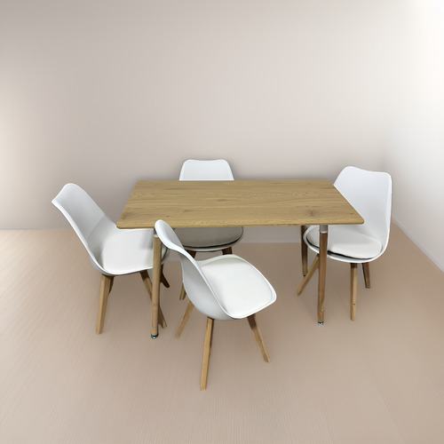 Comedor 4 Sillas Tulip Acolchadas + Mesa Tulip Blanca 100 Cm