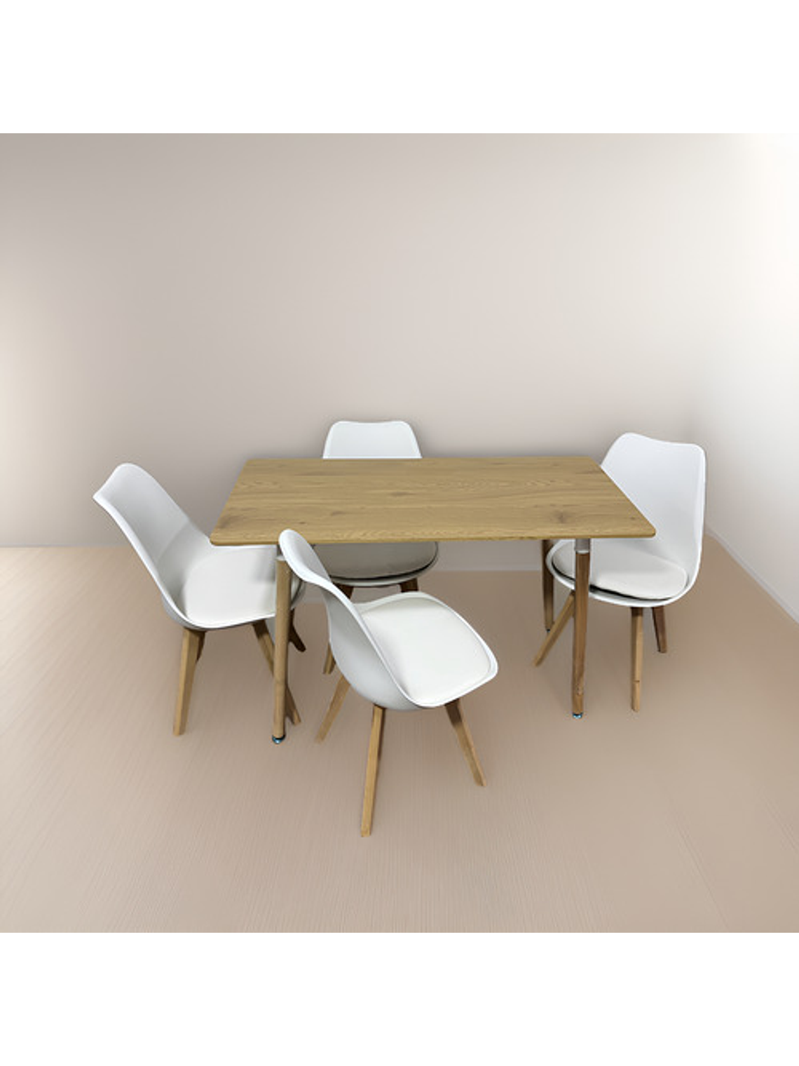 Comedor Con 4 Sillas Tulipa Blanca  + Mesa Nordic 120x60 1