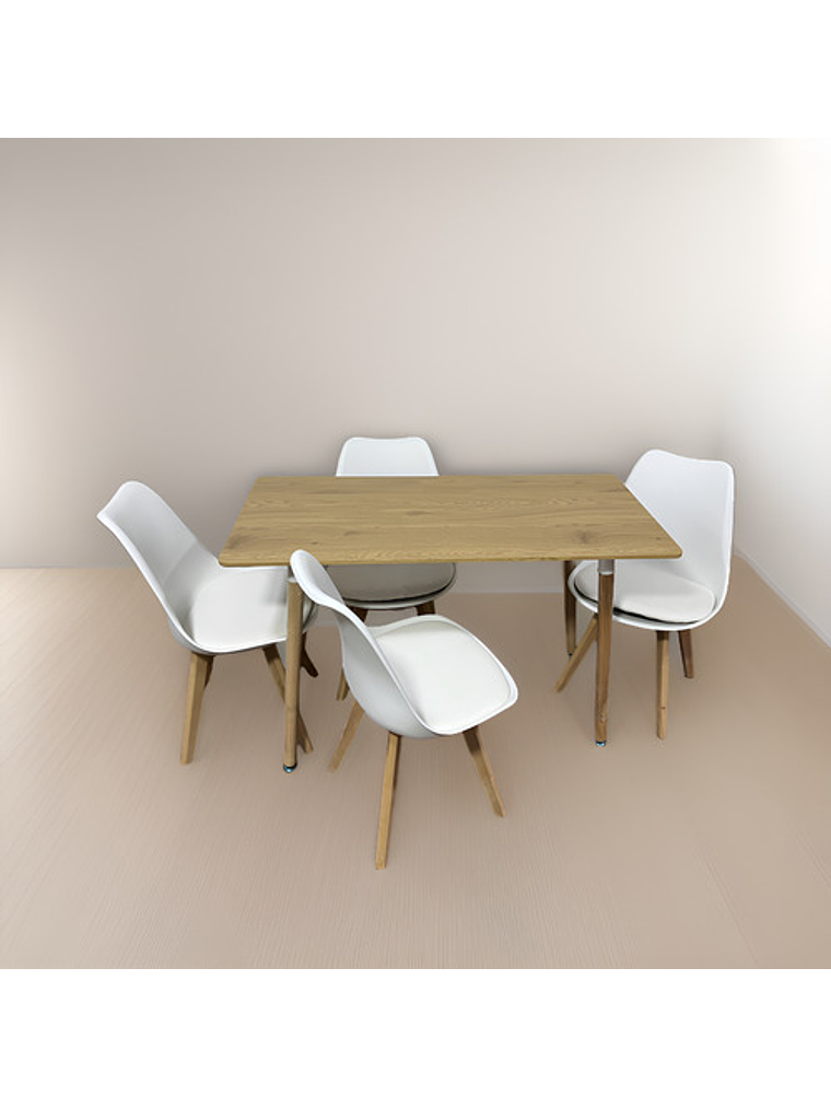 Comedor Con 4 Sillas Tulipa Blanca  + Mesa Nordic 120x60 1