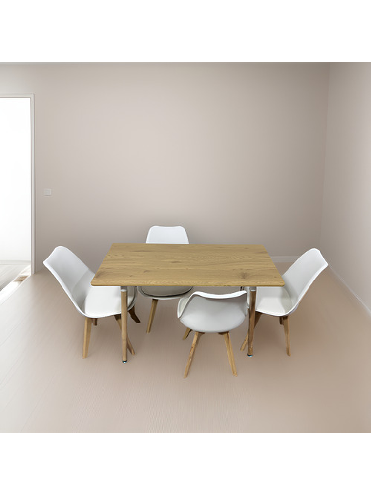 Comedor Con 4 Sillas Tulipa Blanca  + Mesa Nordic 120x60 2