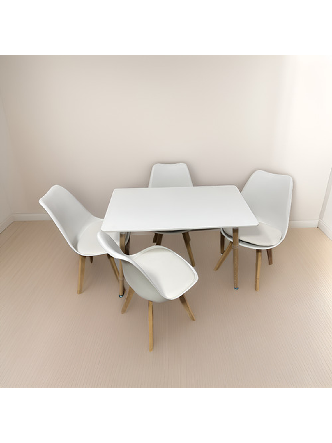 Comedor 4 Sillas Blanca Tulipa  + Mesa Nordic Blanca 100x60 1