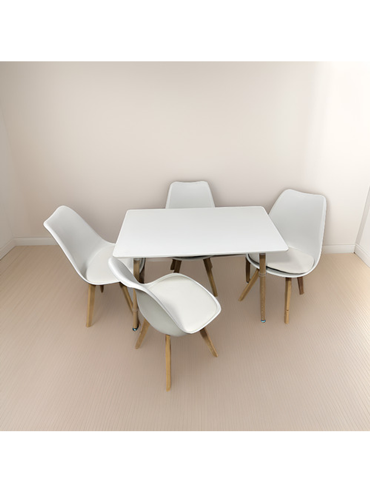 Comedor 4 Sillas Blanca Tulipa  + Mesa Nordic Blanca 100x60 1