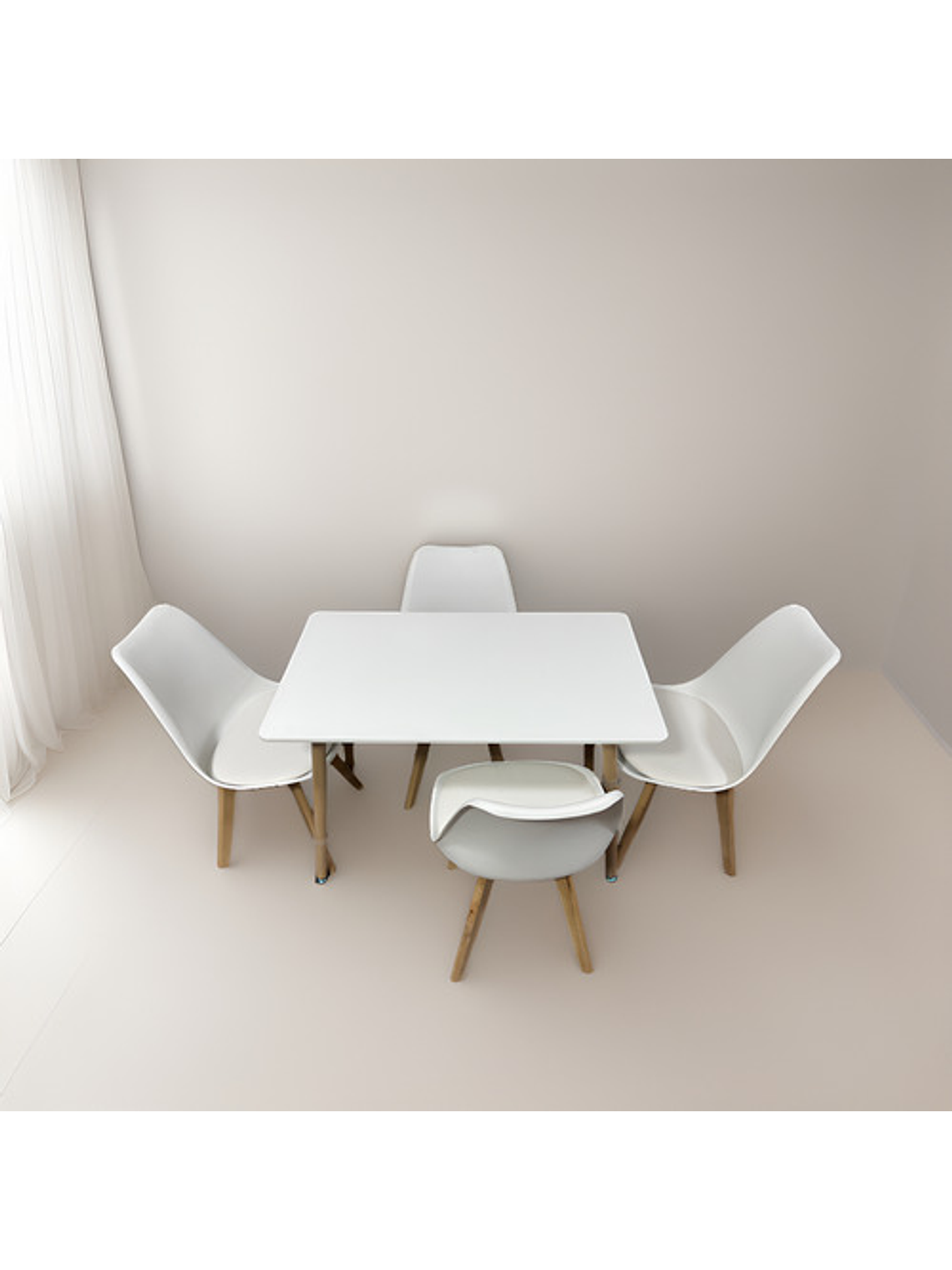 Comedor 4 Sillas Blanca Tulipa  + Mesa Nordic Blanca 100x60 2