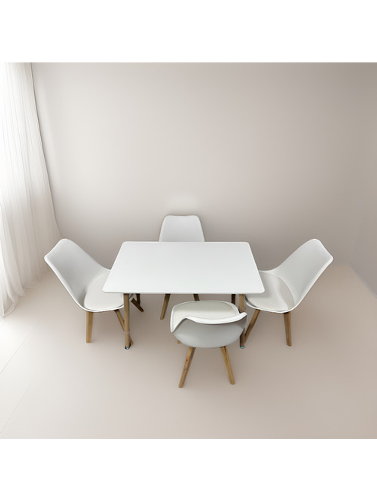 Comedor 4 Sillas Blanca Tulipa  + Mesa Nordic Blanca 100x60 2