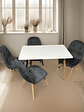 Comedor 4 Sillas Capitone Felpa Gris Mesa Nordic 100x60 Blan - Miniatura 1