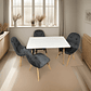 Comedor 4 Sillas Capitone Felpa Gris Mesa Nordic 100x60 Blan - Miniatura 1