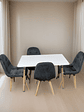 Comedor 4 Sillas Capitone Felpa Gris Mesa Nordic 100x60 Blan - Miniatura 2