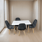 Comedor 4 Sillas Capitone Felpa Gris Mesa Nordic 100x60 Blan - Miniatura 2