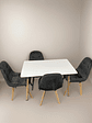 Comedor 4 Sillas Capitone Felpa Gris Mesa Nordic 100x60 Blan - Miniatura 4