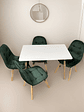 Comedor 4 Sillas Capitone Felpa Verde Mesa Nordic 100x60 Bla - Miniatura 1