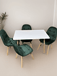 Comedor 4 Sillas Capitone Felpa Verde Mesa Nordic 100x60 Bla - Miniatura 2