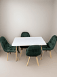 Comedor 4 Sillas Capitone Felpa Verde Mesa Nordic 100x60 Bla - Miniatura 3