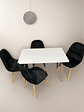 Comedor 4 Sillas Capitone Felpa Negra Mesa Nordic 100x60 Bla - Miniatura 1