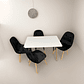 Comedor 4 Sillas Capitone Felpa Negra Mesa Nordic 100x60 Bla - Miniatura 1