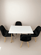 Comedor 4 Sillas Capitone Felpa Negra Mesa Nordic 100x60 Bla - Miniatura 2