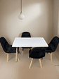 Comedor 4 Sillas Capitone Felpa Negra Mesa Nordic 100x60 Bla - Miniatura 3