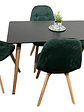 Comedor 4 Sillas Capitone Felpa Negra Mesa Nordic 100x60 Neg - Miniatura 1