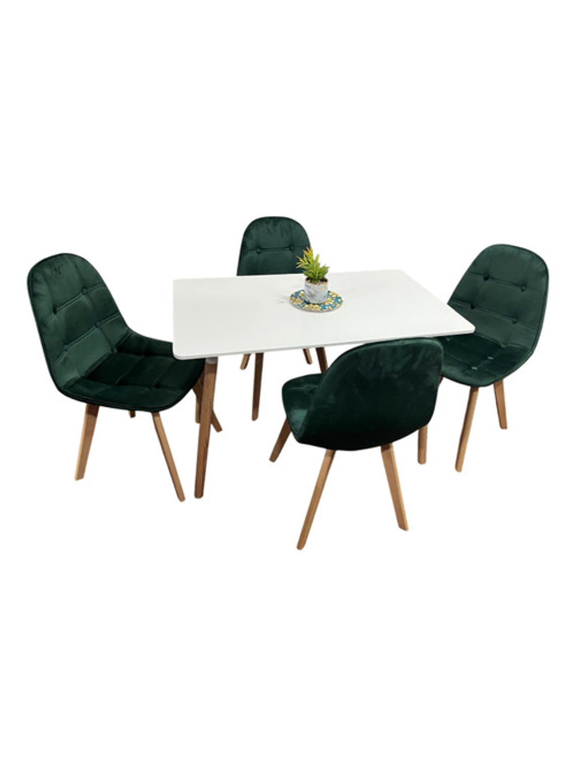 Comedor 4 Sillas Capitone Felpa Negra Mesa Nordic 100x60 Neg 2