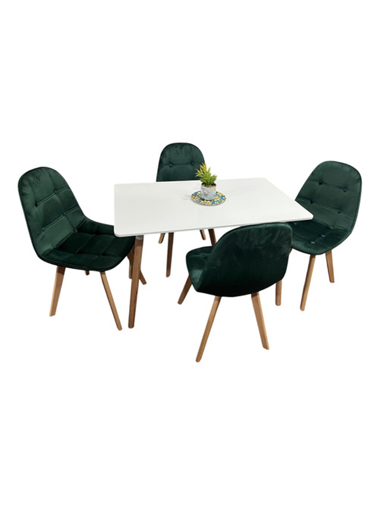 Comedor 4 Sillas Capitone Felpa Negra Mesa Nordic 100x60 Neg 2