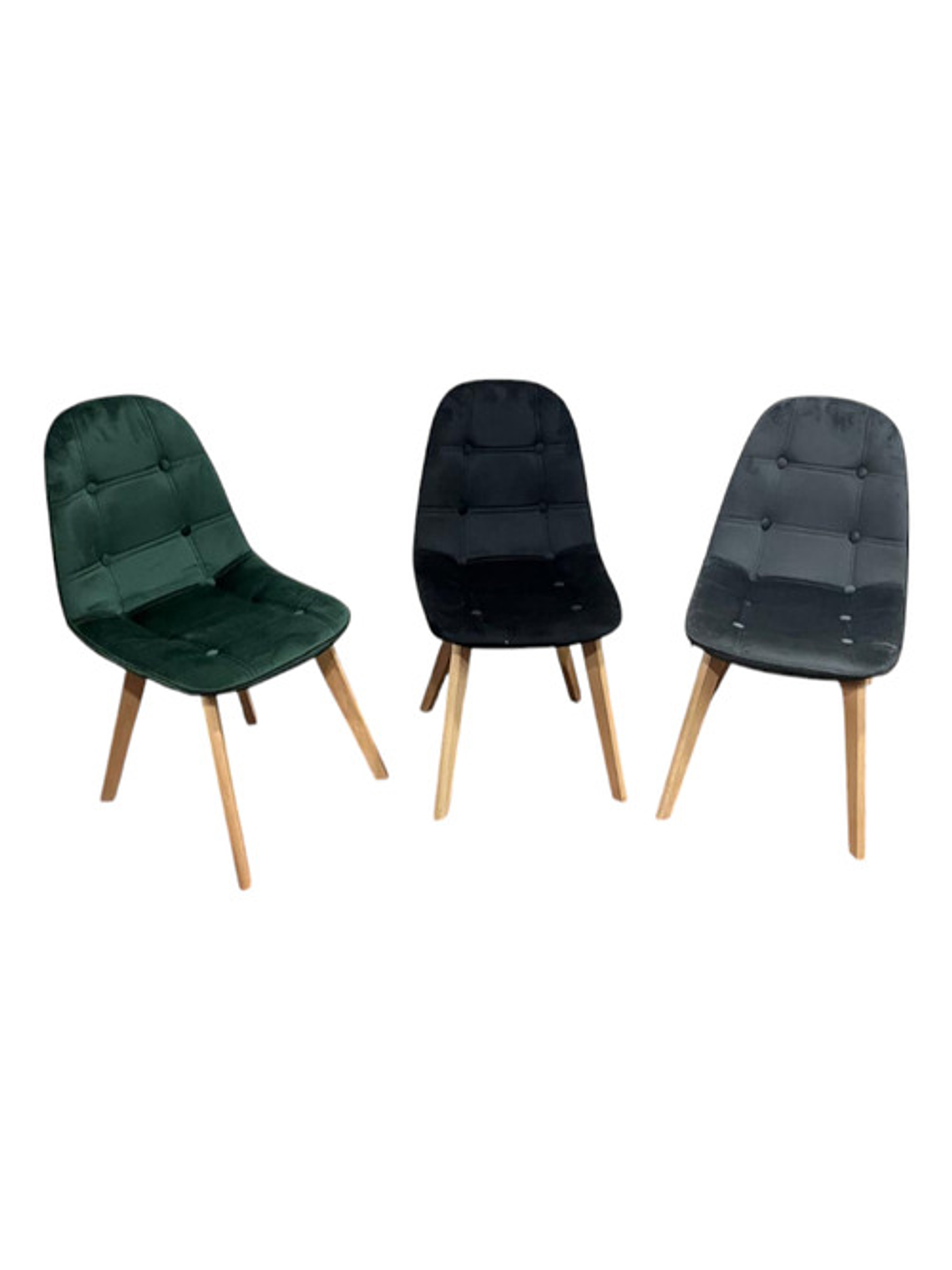 Comedor 4 Sillas Capitone Felpa Negra Mesa Nordic 100x60 Neg 3