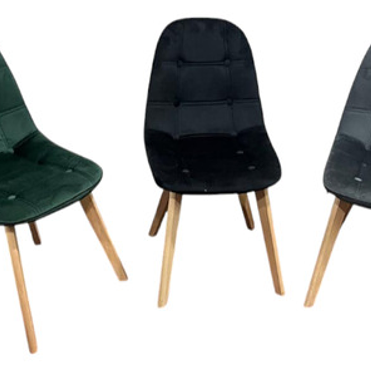 Comedor 4 Sillas Capitone Felpa Negra Mesa Nordic 100x60 Neg 3