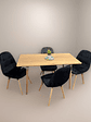 Comedor Con 4 Sillas Capitone Negras + Mesa Nordic Madera  120x70 - Miniatura 2