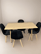 Comedor Con 4 Sillas Capitone Negras + Mesa Nordic Madera  120x70 - Miniatura 3