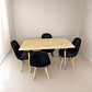 Comedor Con 4 Sillas Capitone Negras + Mesa Nordic Madera  120x70 - Miniatura 3
