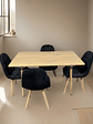 Comedor Con 4 Sillas Capitone Negras + Mesa Nordic Madera  120x70 - Miniatura 4