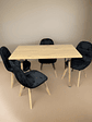 Comedor Con 4 Sillas Capitone Negras + Mesa Nordic Madera  120x70 - Miniatura 5