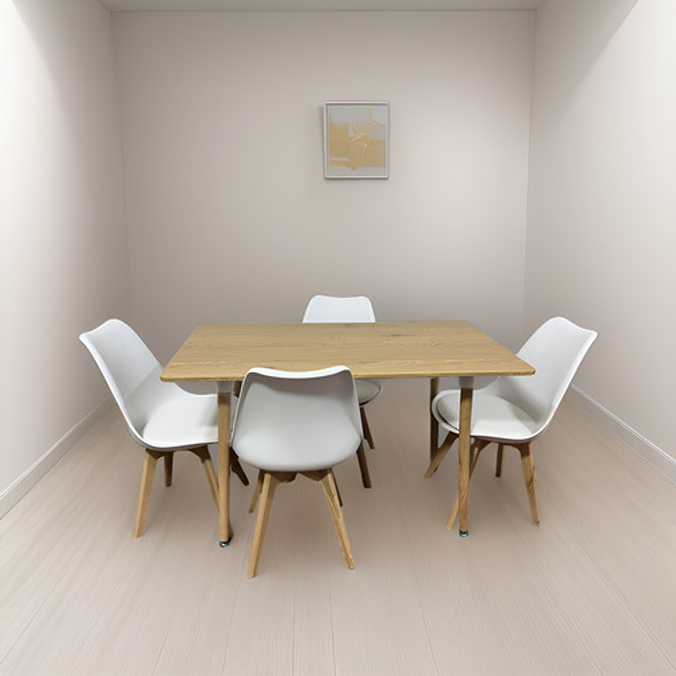 Comedor Con 4 Sillas Tulipa  + Mesa Nordic 120x70 2