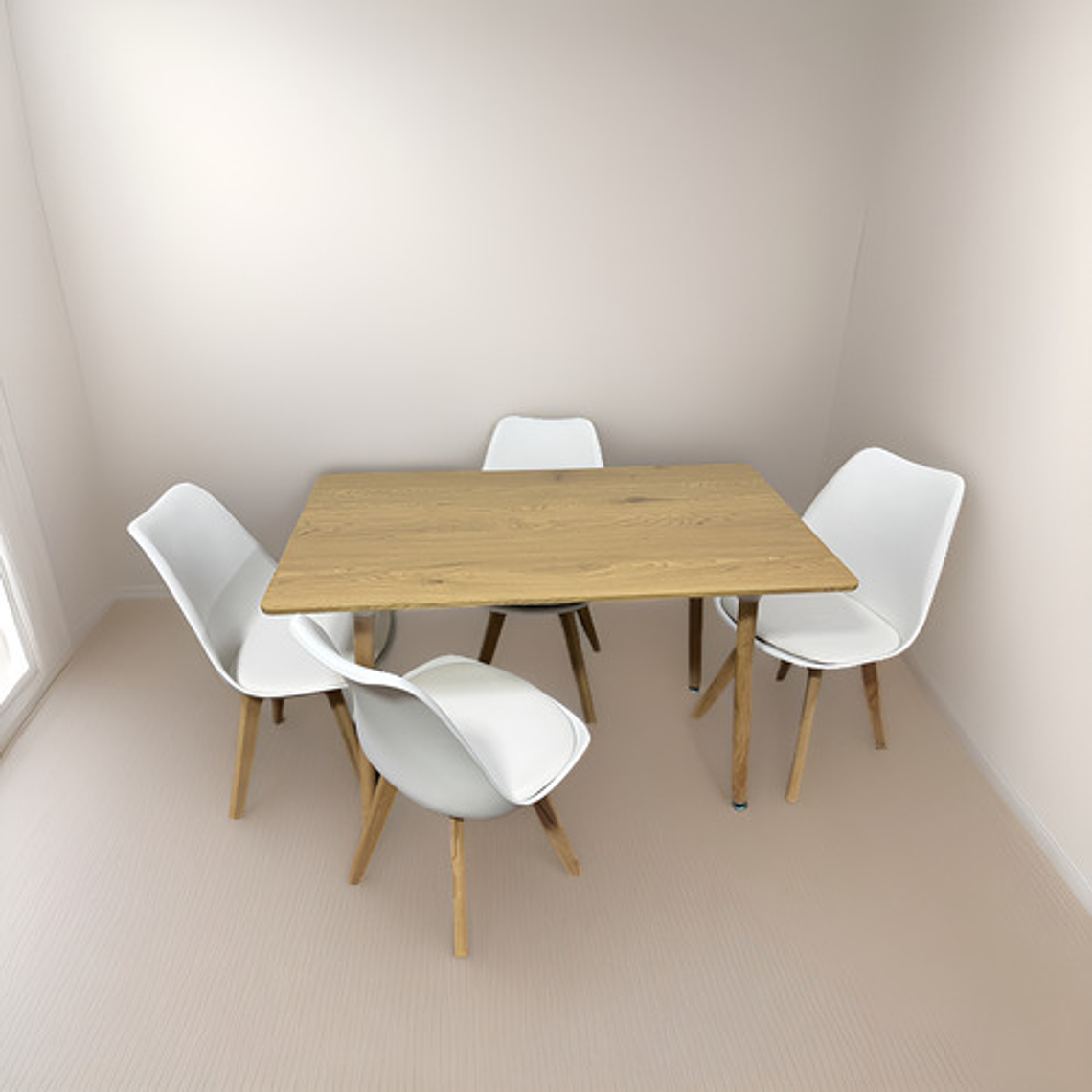 Comedor Con 4 Sillas Tulipa  + Mesa Nordic 120x70 3