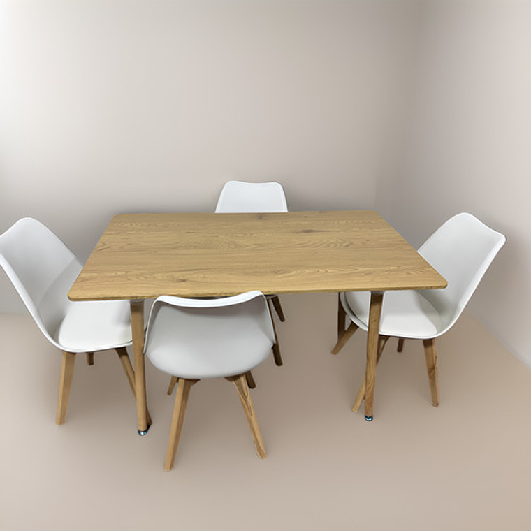 Comedor Con 4 Sillas Tulipa  + Mesa Nordic 120x70 4