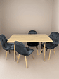 Comedor 4 Sillas Capitoné Gris + Mesa Nordic Madera 120x70 - Miniatura 1