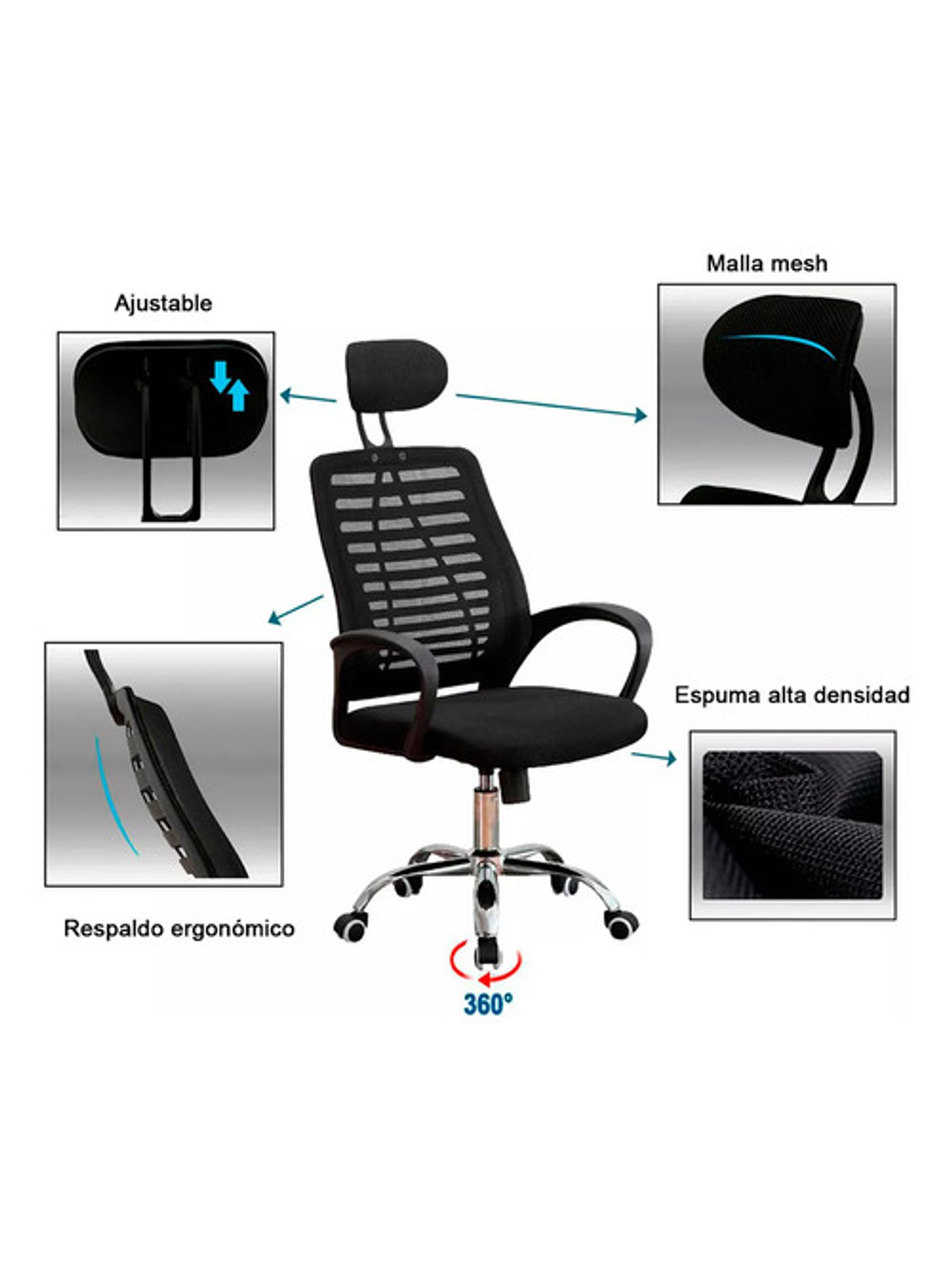 Silla Oficina Apoyacabeza Regulable Executive Plus Ff2410-3 2