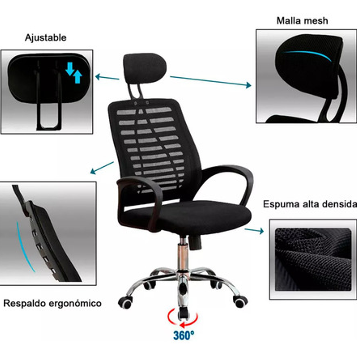 Silla Oficina Apoyacabeza Regulable Executive Plus Ff2410-3 2