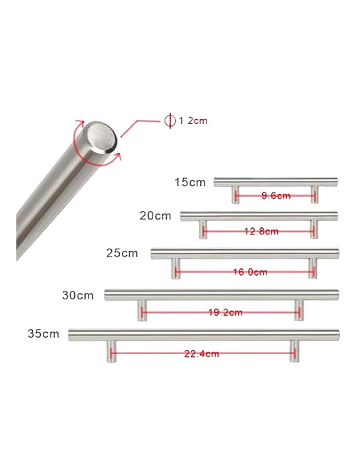 Pack 10 Tiradores Madrid Sevillano 128/200 Metal Inoxidable 3