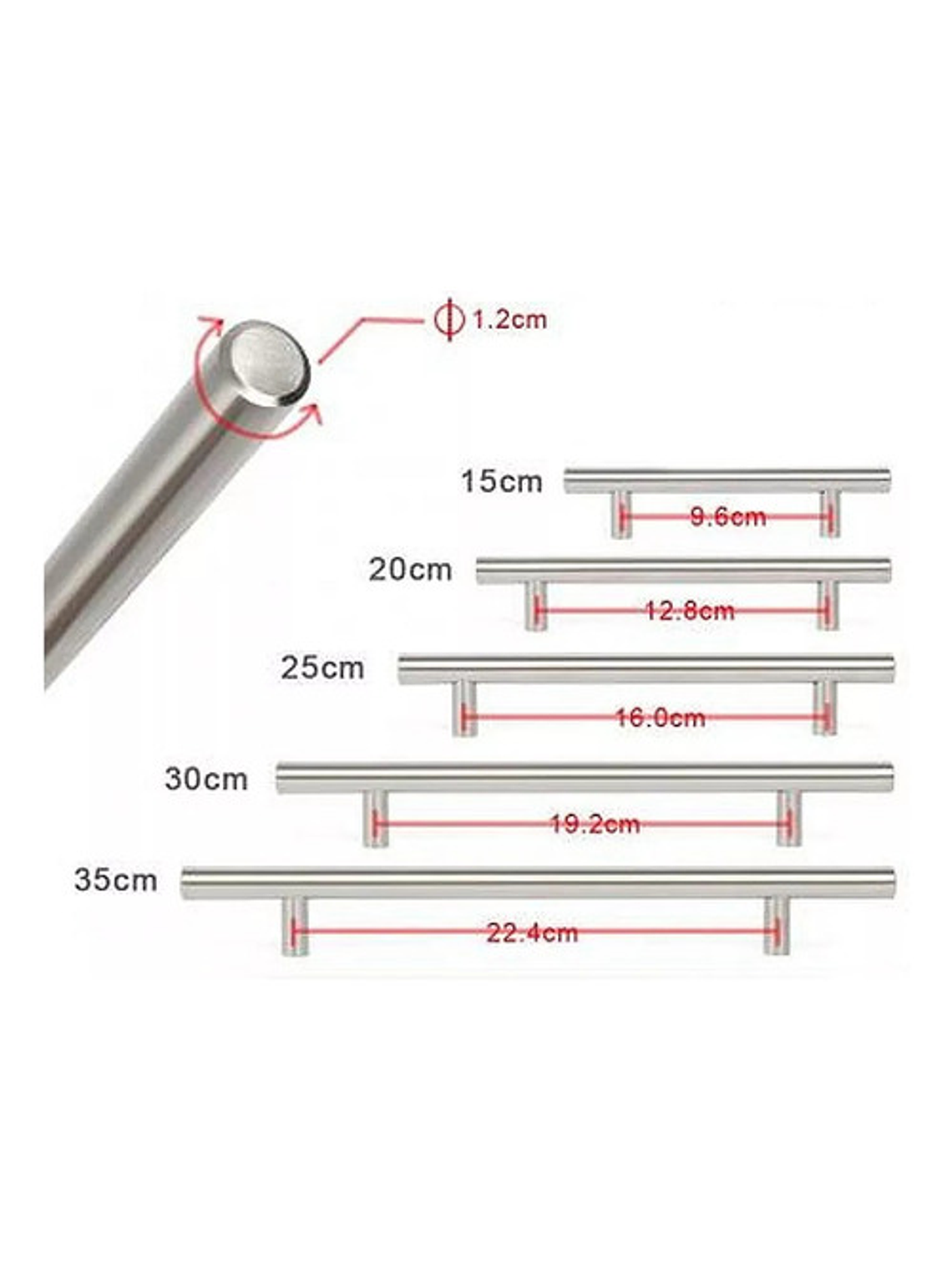 Pack 10 Tiradores Madrid Sevillano 96/140 Metal Inoxidable 4
