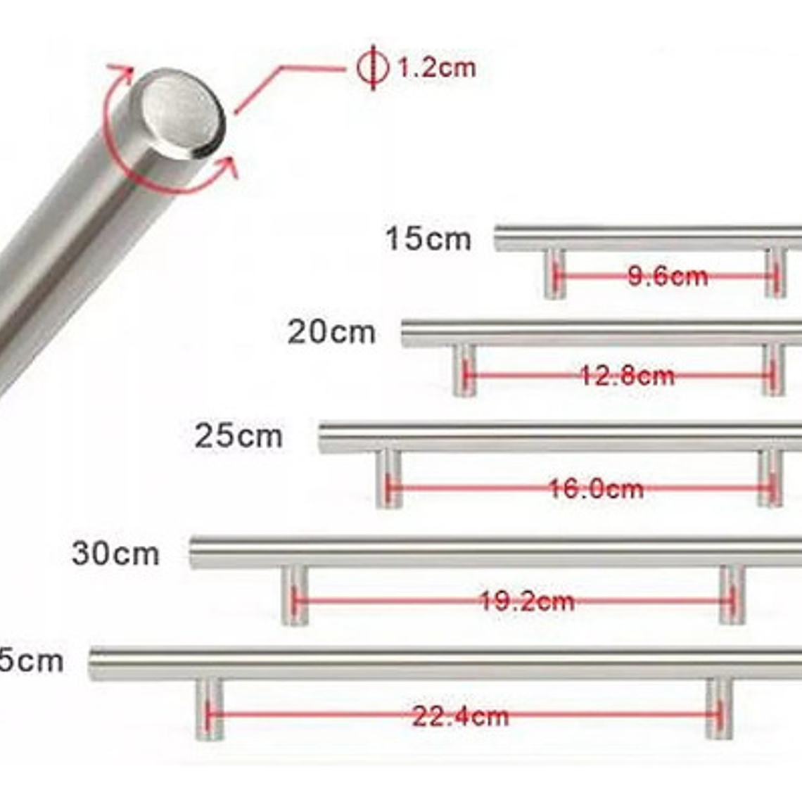 Pack 10 Tiradores Madrid Sevillano 96/140 Metal Inoxidable 4