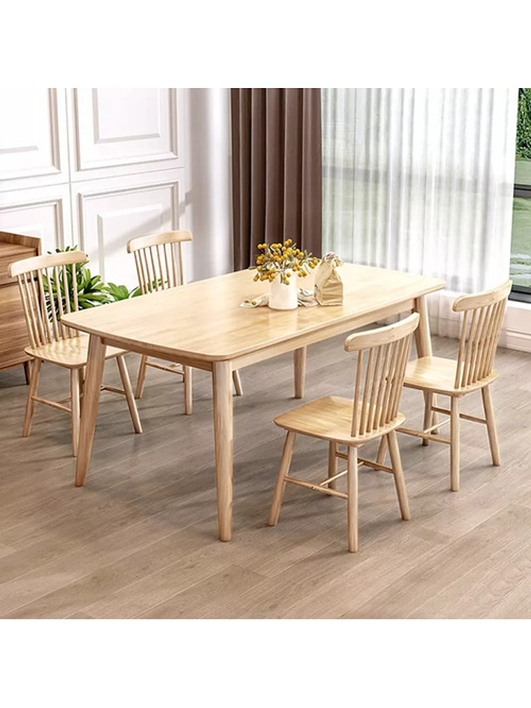 Mesa Con 4 Sillas Windsor Madera Original 140x80 2