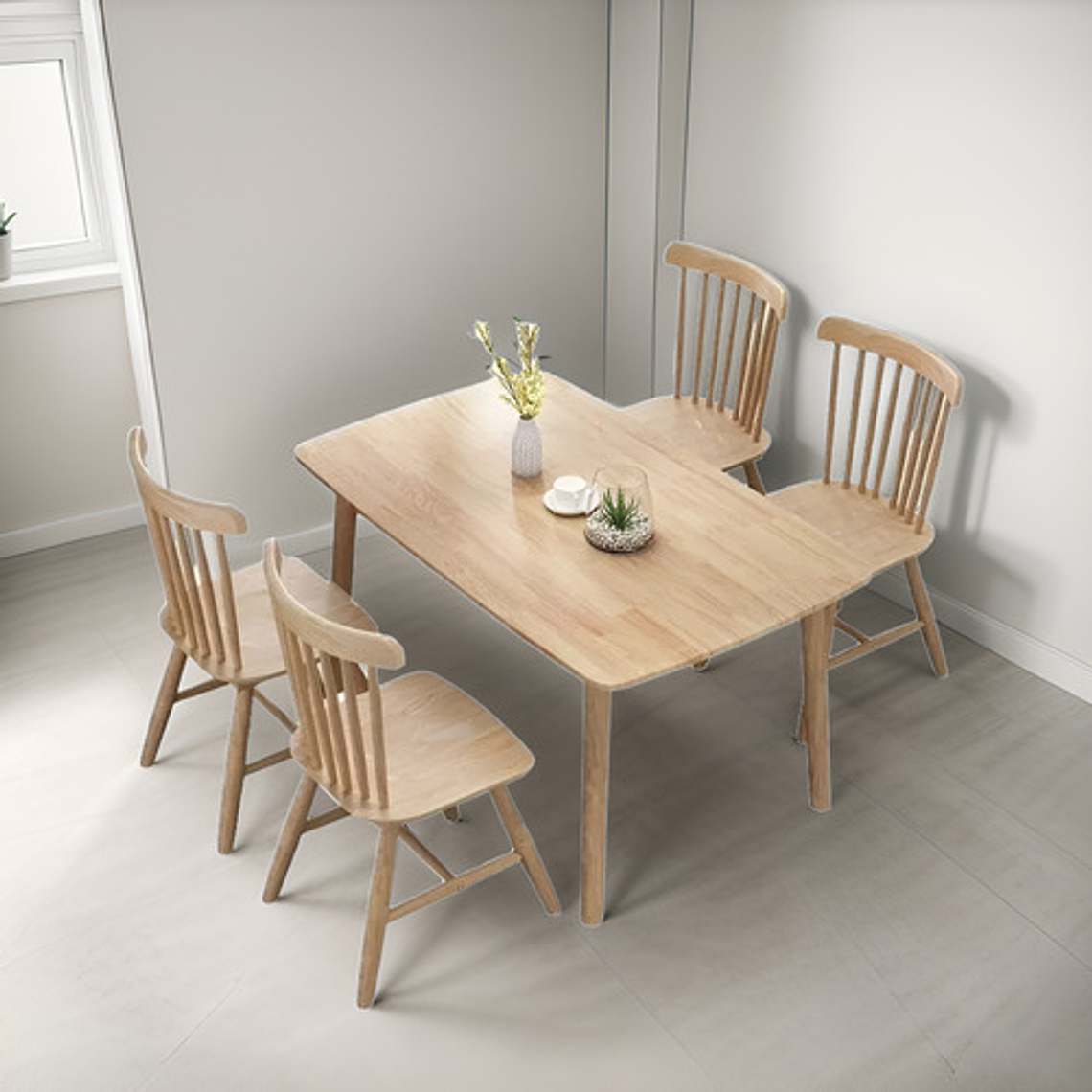 Mesa Con 4 Sillas Windsor Madera Original 150x80 3