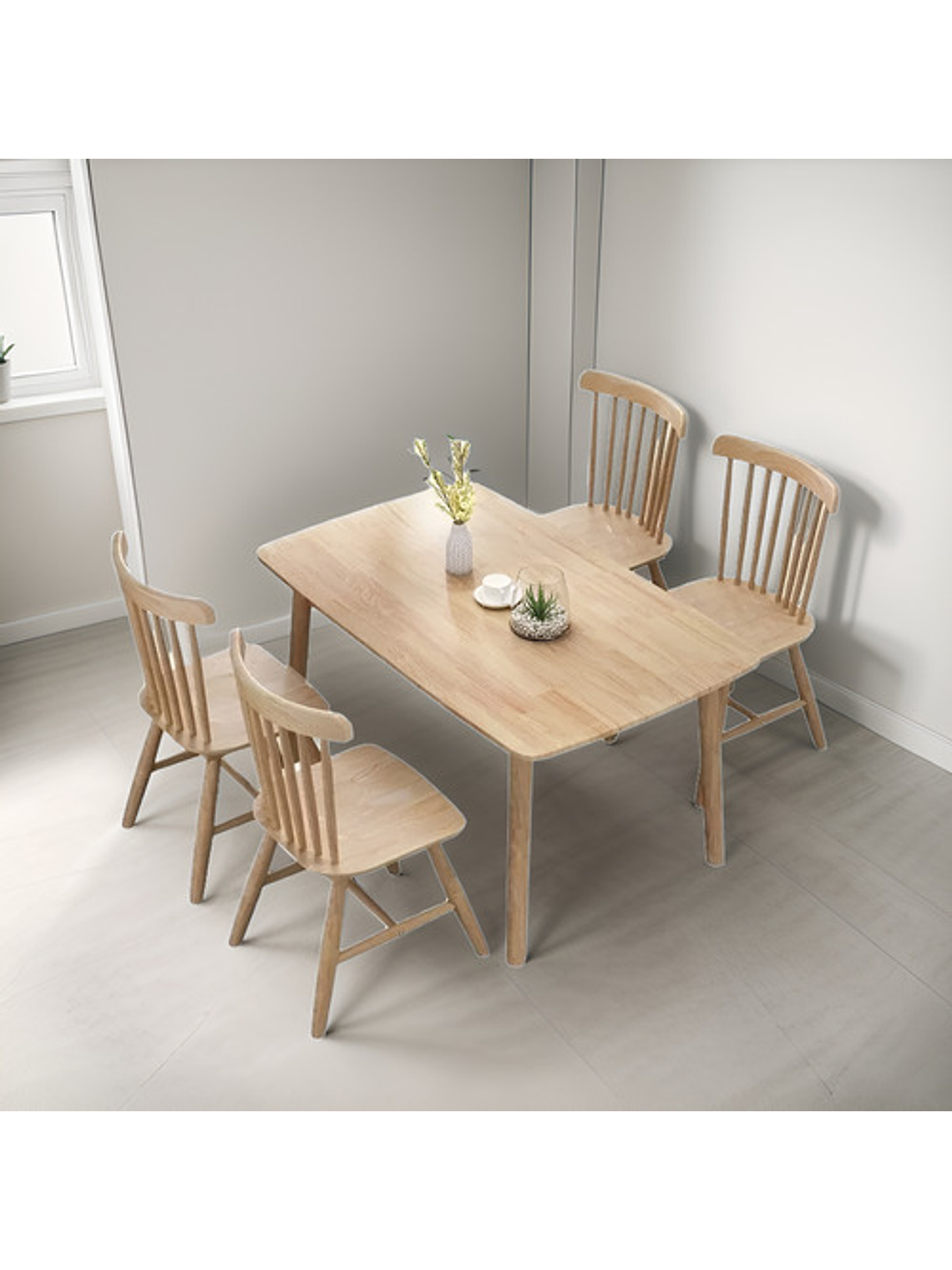 Mesa Con 4 Sillas Windsor Madera Original 160x80 3