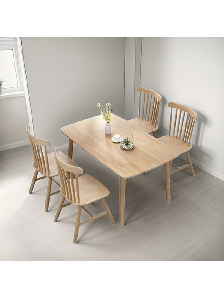 Mesa Con 4 Sillas Windsor Madera Original 160x80 3