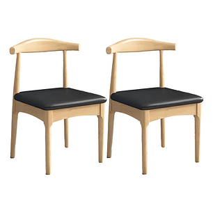 Silla Windsor Bistró Acolchada Madera Natural Set 2 Unidades