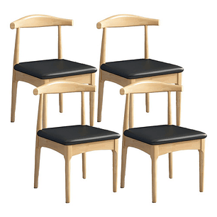 Silla Windsor Bistró Acolchada Madera Natural Set 4 Unidades