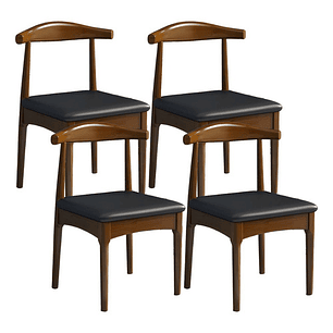 Silla Windsor Bistró Acolchada Madera Nogal Set 4 Unidades