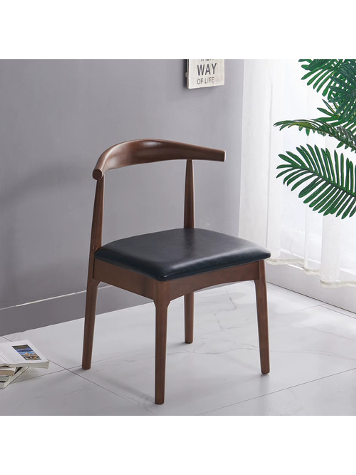 Silla Windsor Bistró Acolchada Madera Nogal Set 4 Unidades 3